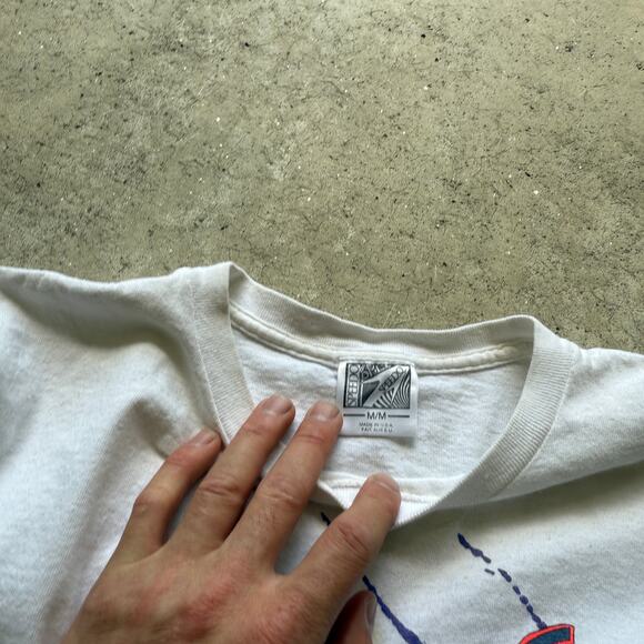 Women's Vintage 1991 Speedo Sport Swimming White Purple Neon Shirt Sz Small VTG - Picture 7 of 9